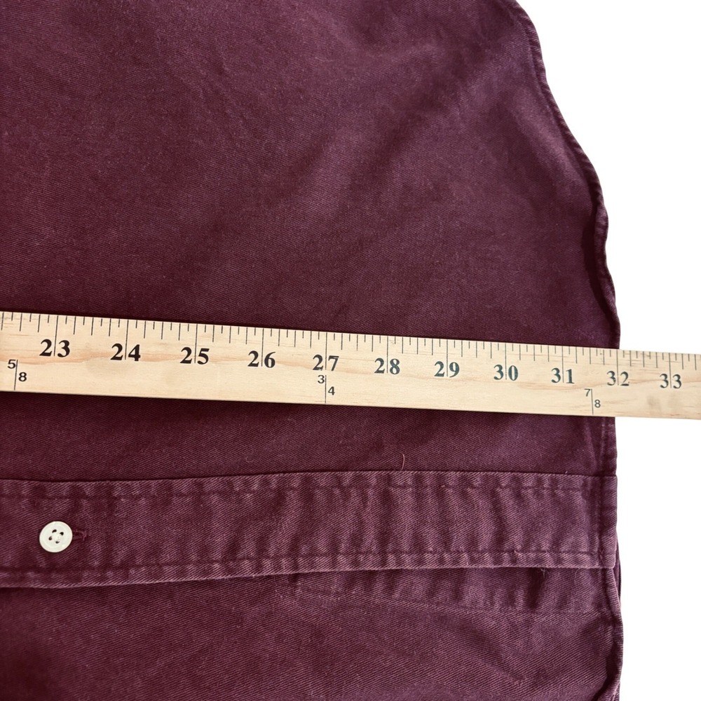 Ralph Lauren Blaire Button Down Shirt Men XXL Burgundy Thick Cotton Long Sleeve - Picture 7 of 10